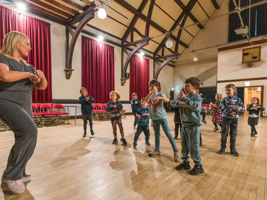 Clitheroe children rehearsing for a school play at acting school