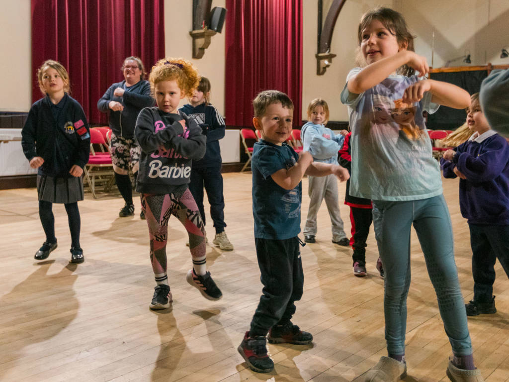 Children exploring their creativity through acting in Clitheroe, Lancashire