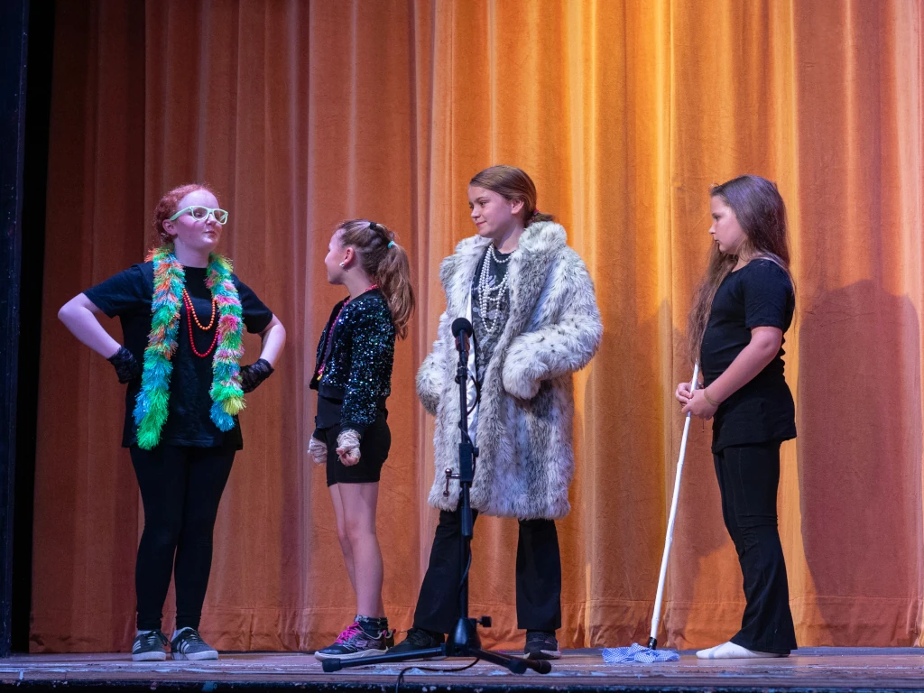 Whalley childrens acting class students rehearsing a scene